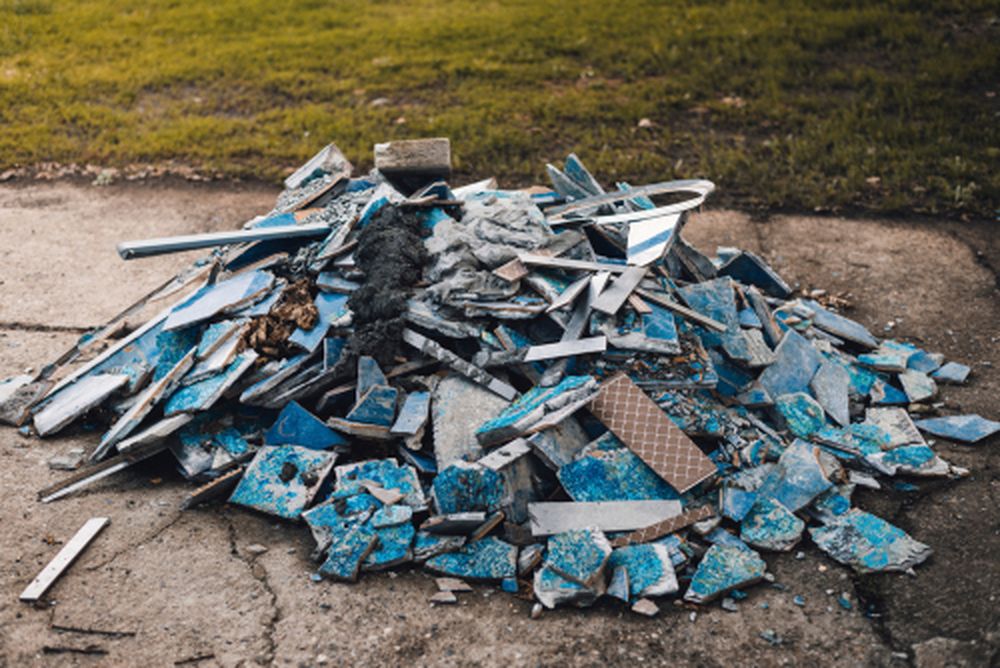 Pile of smashed tiles
