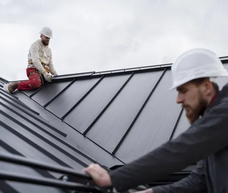 Medium Shot Men Working Roof
