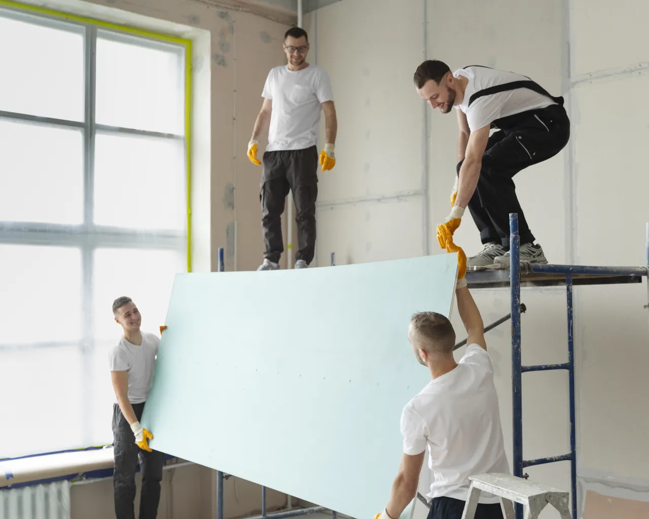 Men Carrying Glass Together