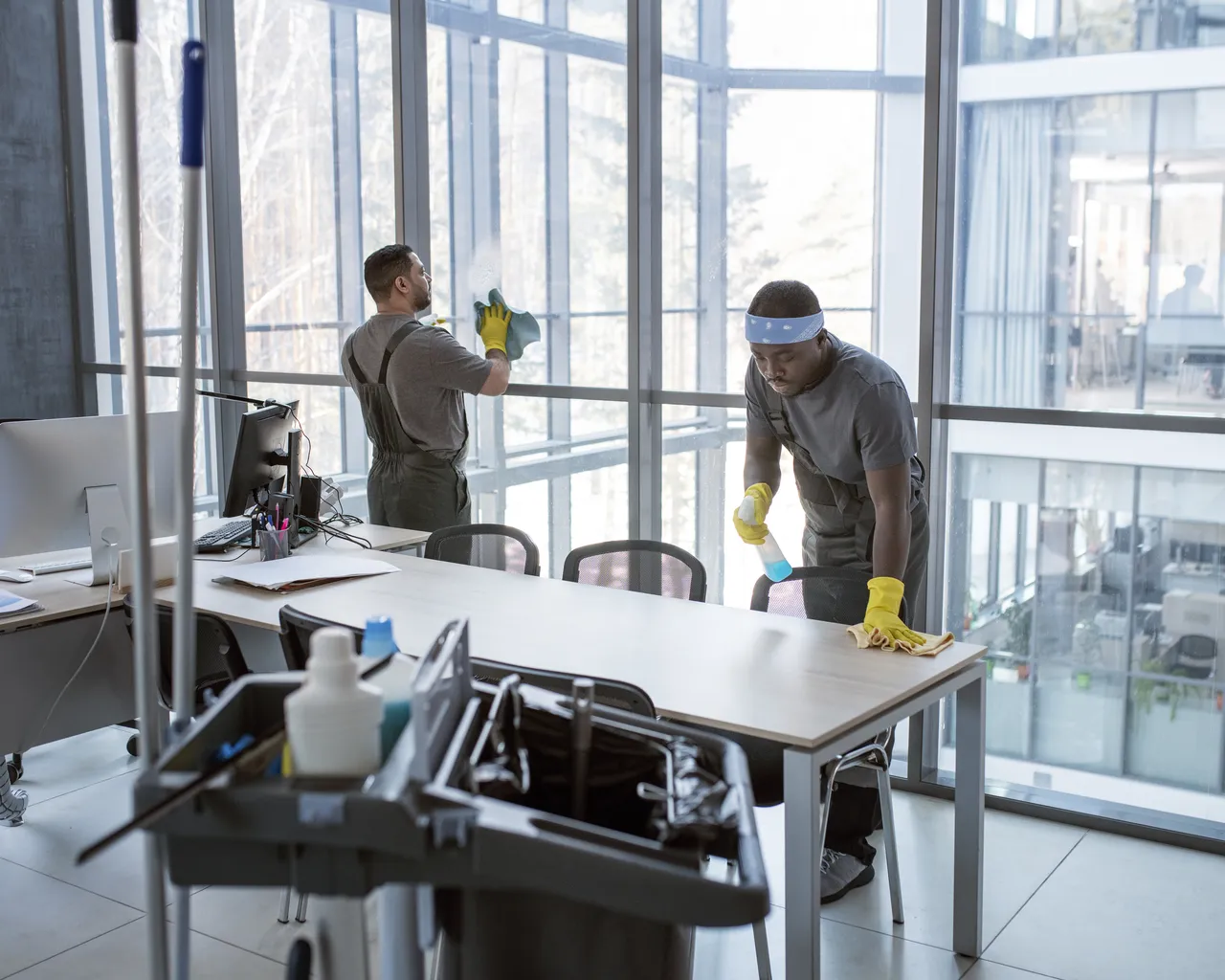 Men Cleaning Office
