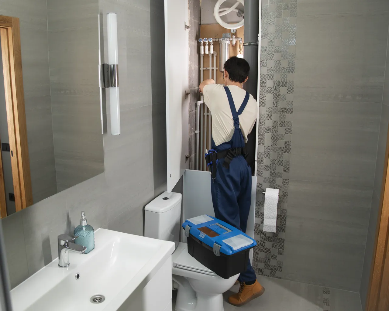 Building Installing Bathroom