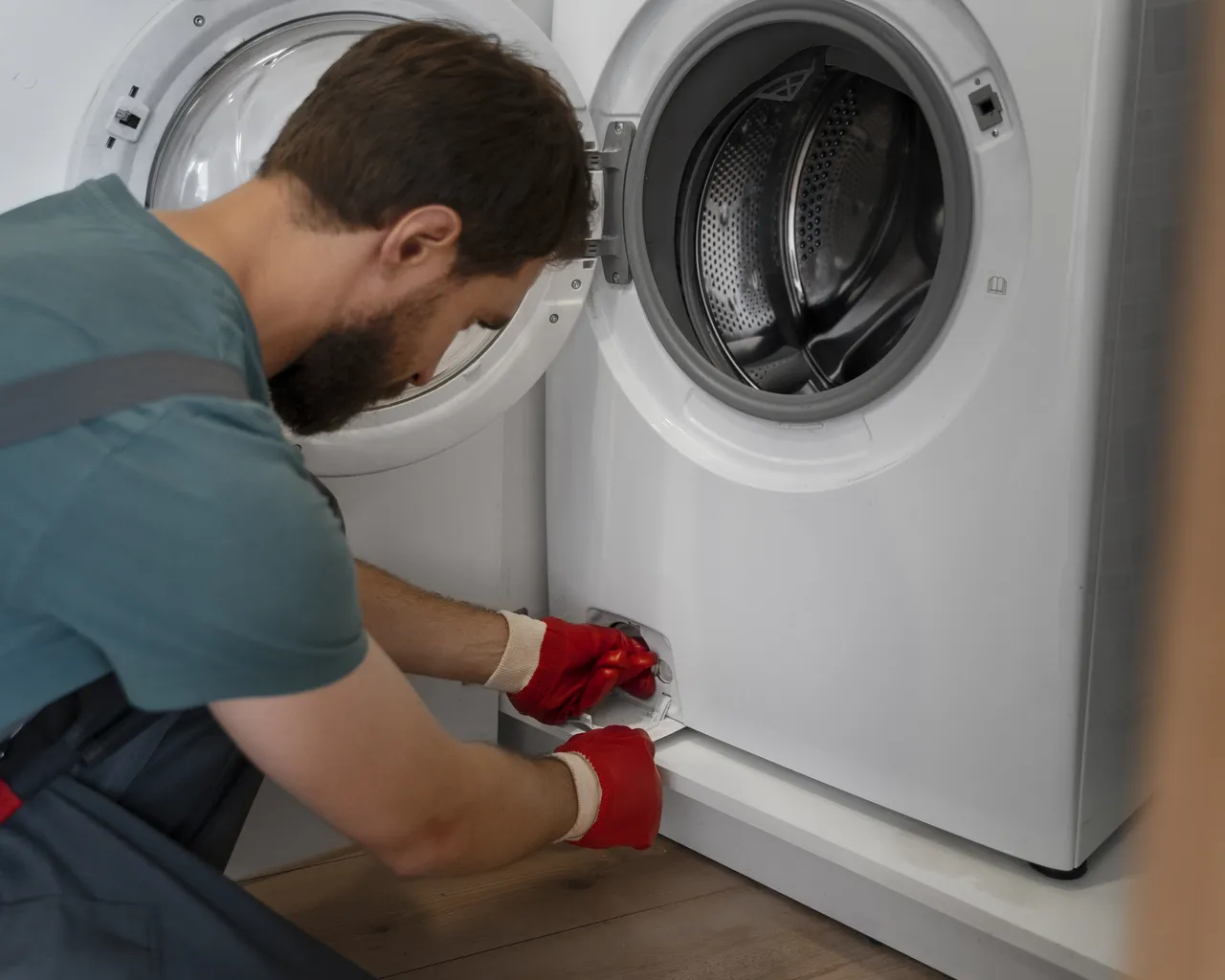 Side View Man Working As Plumber